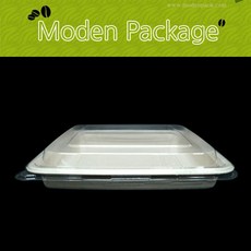 모든포장 친환경 펄프용기 사각트레이 9*9 32온스 900ml, 바디+뚜껑, 300개