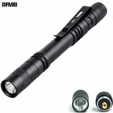 DFMEI LED 휴대용 작은 손전등 AA 건전지 강광전등 펜라이트 야외 조명, 13센티길이2단자광395, 1개