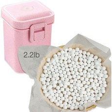 1kg(2 2파운드) 세라믹 파이 웨이트 베이킹 빈 크러스트 재사용 가능한 10mm 무게 천연 스톤웨어 밀짚 용기 포함 (총 992 2g(35온스) (화이트) 미국 433031, 핑크, 1개