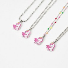 어린이 아기 돌선물 핑크 유니콘 써지컬스틸 미아방지 목걸이, 기본체인, 아동용(38cm+3.5cm)