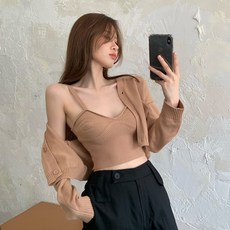 캐미솔티 캐미솔런닝 캐미솔나시 런닝캐미솔 가을 소프트스타일 여신 무드 옷 니트 가디건 커버