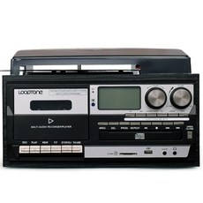블루투스 턴테이블 뮤직 박스 레코더 플레이어 빈티지 축음기 RCA CD 및 카세트 AM/FM USB 축음기 클래식 홈 데코 3 단, 4.Black - 220V AU Plug
