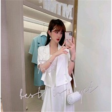 빛내리 여름반팔티세트 순욕 무드 스타일리시 셋업 끈나시 슬립 눈길을 끄는 스커트다