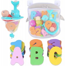 보관용 44pc 욕조 완구 폼 욕조 문자 번호 욕조 장난감 수영 거북이 1~5세 어린이용 수구