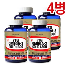 Canada 캐나다정품 통라이프- rTG 알티지 오메가3-1300골드 6개월분-혈행 기억력개선 칼슘과인흡수에도움-4병, 180정, 4개