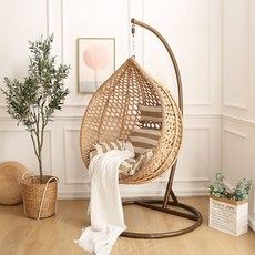 둥지형 흔들의자 스윙 바구니 등나무 홈 새 거미 난초 실내 발코니 교수형, 물방울 모양의 레트로 옐로우, 1개
