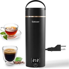 세카어 트래블 휴대용 전기 주전자 소형 티 커피 미니 온수 보일러 400mL 및 304 스테인리스 스틸 4개의 가변 프리셋 자동 차단 SKE-840G, Black Gold