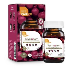Zahler UT Revolution 요로 및 방광 건강 D-만노스 및 프로바이오틱스로 강화된 천연 크랜베리 농축 알약 코셔 인증 120캡슐, Zahler UT Revolution, 요로 및 방광, 1개
