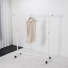 지엔 이동식 행거 철제 스탠드 옷걸이 강철 일자, 화이트, 4. 철제 3색 행거