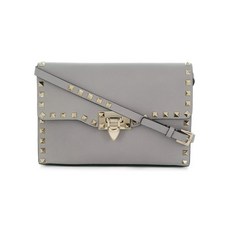발 렌 타인 노 (VALENTINO) 남녀 공용 락 스 터 드 소 가죽 크로스 백 QW1B0181VSH 그레이 프 리 사이즈