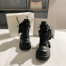 워커부츠코디 MACK JASTIN 리얼 가죽 통굽 스트랩 워커 부츠 2023 가을
