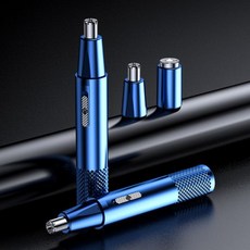 코털 콧털 귀털 깍기 제거기 정리기 남성용 전기 코 헤어 트리머 미니 면도기 USB 충전식 구레나룻 수염 트리밍, Blue 2 in 1