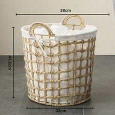 시원한 여름 천연 라탄 빨래바구니 바스켓 사각 원형 햄퍼 세탁실 거실 화장실 인테리어, D