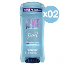 Secret 시크릿 아웃래스트 클리어 젤 앤티퍼스퍼런트 & 데오드란트 샤워 프레쉬 센트 74g 2팩 Outlast Clear Gel Antiperspirant Deodorant, 1개, 67g