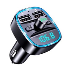 차량용 자동차 핸즈프리 AUX 리시버 송신기 블루투스 5.0 듀얼 USB 포트 충전 통화 파란색 LED 조명 고속 FM 어댑터 액세서리, [01] black, 1개