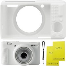 카메라 가방 파우치 보관 배낭 수납 캐리어 소니 ZV 1F/ 1 II/ZV 1M2 디지털 카메라용 케이스 ZV1F 소프트 실리콘 보호 긁힘 방지 슬림 핏 슬리브 및 스트랩 손목, White