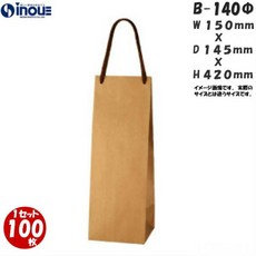 [일본정품수입]종이 봉지 병용 와인 용지 봉투 B-140Φ 1 세트 100장 150x145x420H｜크래프트 브라운 병 가, 1개, 한개옵션1