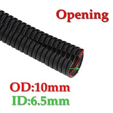  호스 검은 플라스틱 PP 골판지 도관 절연 와이어 하네스 케이스 보호 케이블 라인 스레딩, [04] OD10mm opening, [06] 100M 