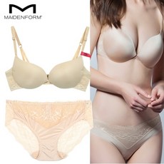 메이든폼 메이든폼 캣츠아이 초경량 와이어 브라&amp;팬티 세트 베이지