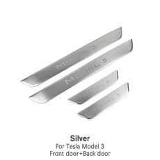 자기 유도 조명 페달 환영 빛 테슬라 모델 Y 3 2021 자동차 문턱 보호 스트립 액세서리, 03 m3 silver set, 1개