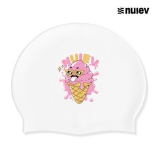 누이브 실리콘 수모 스노우팝 수영모자, 1개, 화이트