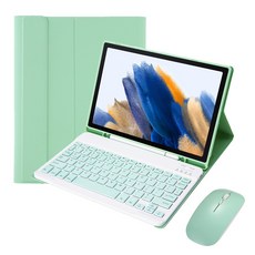 GATETOCN 적용 갤럭시 한글각인 키보드 케이스+ 마우스, 민트 그린, 갤럭시 탭 S6 Lite 10.4 P610