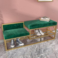 북유럽 럭셔리 골드 벨벳 벤치 긴 의자 벤치형소파 복도 현관 인테리어 수납벤치소파, 60  골드 프레임 그린 벨벳