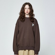 팬콧 오버핏 P로고 기모 맨투맨(BROWN)_PPTZICR03UW1