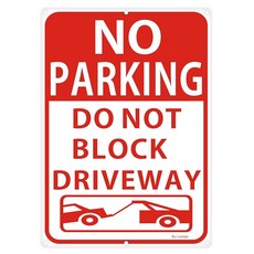 주차 금지 표지판 Do Not Block 진입로 도로 녹 방지 반사 알루미늄 35.6 x 25.4cm14 10인치 자외선 차단 실내/실외 사용 용이2팩 142728