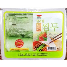 업소용 식자재 일가집 와사비 쌈무 3kg X4 냉장보관 깻잎 새우젓 고기쌈 오이장아찌 울외, 1개