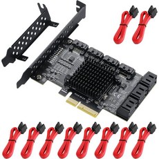 SATA 확장 카드 2개 PCIE 3.0 GEN3 JMICRON JMB582 칩 로우 프로파일 브래킷 포함 6 Gbit/s 어댑터, Black-10SATA 4X, 1개