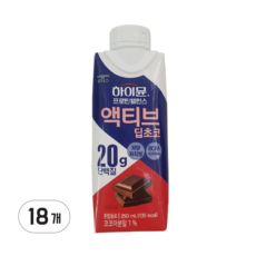 일동 하이뮨 프로틴밸런스 액티브 딥초코, 250ml, 18개