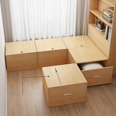 침대 나무 매트리스 수납장 받침 원목 평상형 프레임, 다크 월넛 서랍 조립베드 60CM