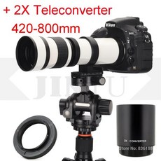 망원렌즈 JINTU 화이트 420-800mm F/8.3 망원 렌즈 + 2x 420-1600mm 캐논 1500D 1100D 1200D 1300D 2000D 4