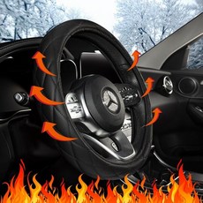 열선 스티어링 휠 커버 - 워미토리 럭셔리 히터 12V 퀵 핸드 워머 스탠다드 사이즈 차량 휠의 외경 14.5-15인치 블랙가죽 PU딥 블랙, 1개