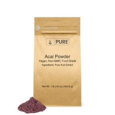 Pure Original Ingredients Acai Powder (1 lb) Superfood Vega 순수 오리지널 성분 아사이 파우더(1lb) 슈퍼푸드 비건 GMO 없, 453.59g, 1개
