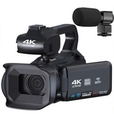 YouTube 촬영용 4K UHD 64MP 스트리밍 비디오 카메라 캠코터, 4K카메라 + 마이크
