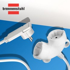 Brennenstuhl 브레넨스툴 플랫플러그 2구 멀티콘센트 납작멀티탭 연장 케이블, 1개, 화이트_BRN202, 3m