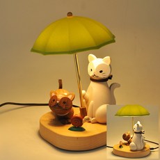 야간 조명 LED 충전 침대 옆 수면등 간접조명 수유등, 고양이 우산 램프