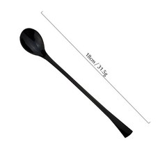 블랙 수저 스테 서양식 식기 포크 버터 나이프 피스, 19. Long Handle Spoon, 1개