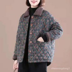 중년여성 플라워 패딩 코트 터틀넥 자켓 가을 겨울 엄마옷 루즈핏 점퍼 캐주얼 아우터
