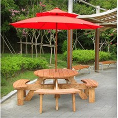 8인 야외원목 원형테이블 국내제작