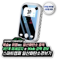 스마트캠퍼 일산화탄소경보기 캠핑 CO 가스 누설 누출 휴대용 일산화탄소 경보기 측정기 감지기, 사일런스 세이버 화이트, 1개