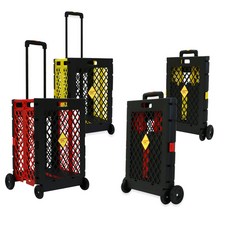 마트 장보기 바퀴달린 핸드캐리어 네모 접이식 카트 XL, 블랙 + 레드, 1개