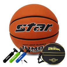 STAR 스타 점보 루키 농구공 7호 +공가방+볼펌프 학생농구 청소년농구 실외농구공, B&P 공가방, 볼펌프