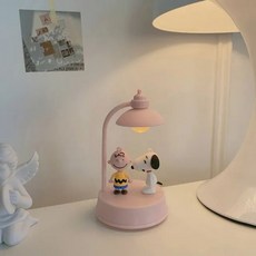 귀여운 스누피 무드등 수면등 취침등 여아 침대 협탁 앰비언트 라이트 찰리 브라운 LED 피규어 모델 데스크탑 장식 선물s, Family
