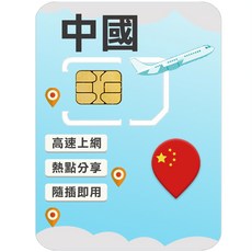 中國高速上網SIM卡 (免翻牆), 1個, 9日, 30GB