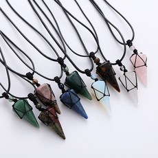 1PC 천연 석재 석영 보석 바위 크리스탈 육각 뾰족한 Reiki 차크라 펜던트 진자 가정 장식|돌|, 1개, 16