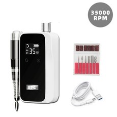 휘니샤 기계 미장 바닥 35000RPM 네일 드릴 전문 선반 아크릴 젤 광택제 충전식 살롱 장비, 1개, 03 White