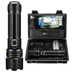 충전식 LED 손전등 매우 밝은 플래시 라이트 고출력 휴대용 IP67 방수 XHP70 2 950000 루멘, Black NO Battery, 1개